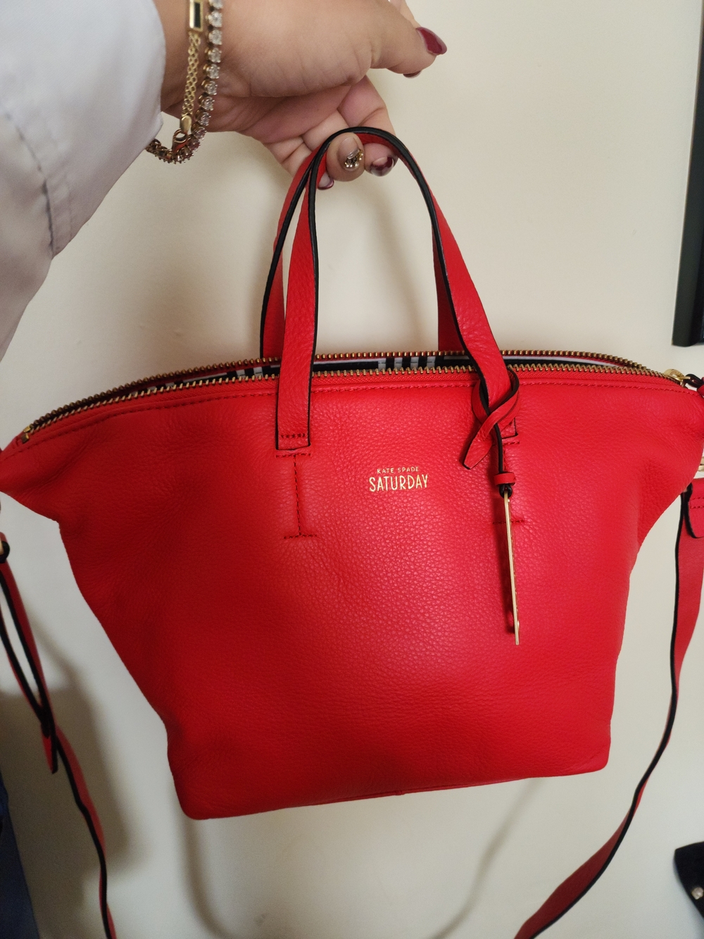 Kate Spade Saturday Red Leather Tote Bag
